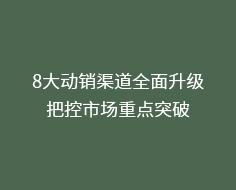 8大動(dòng)銷(xiāo)渠道全面升級(jí),把控市場(chǎng)重點(diǎn)突破
